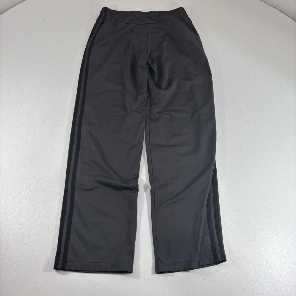 Adidas Track Pants Size Medium Gray Black 3-Stripes Warm Up Straight Leg H48431